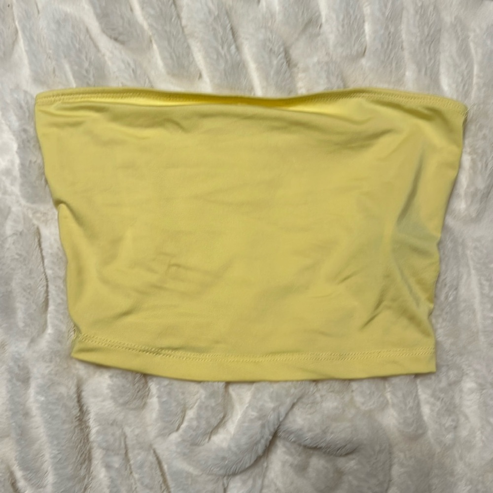 Yellow cropped SHEIN tube top